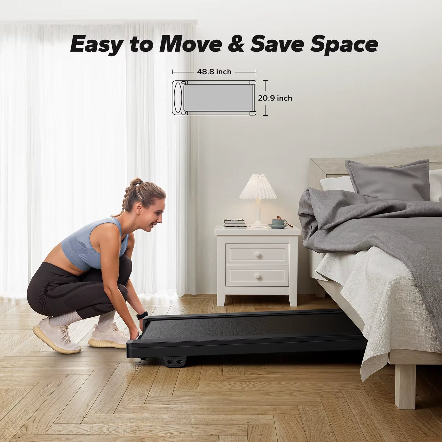 Walking Pad T14 Quiet under Desk Treadmills Home Gym Portable Walking Treadmill with Magnetic Remote Control LED Display