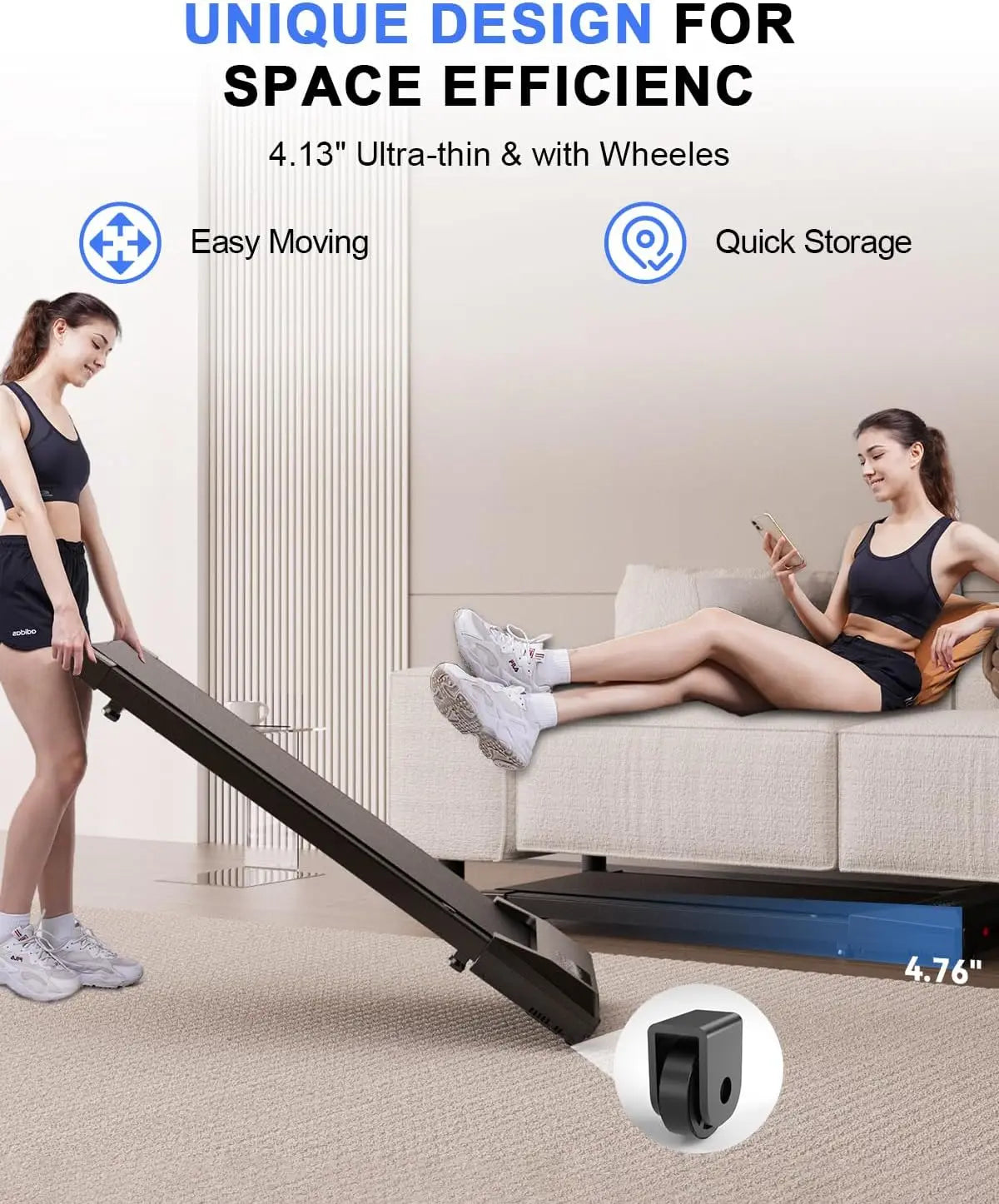 16.14 * 31.50 Inches Run Belt Walking Pad Treadmills, 1.2 HP 2.5 MPH-4 KPH Pad Treadmill 250 Lbs Capacity