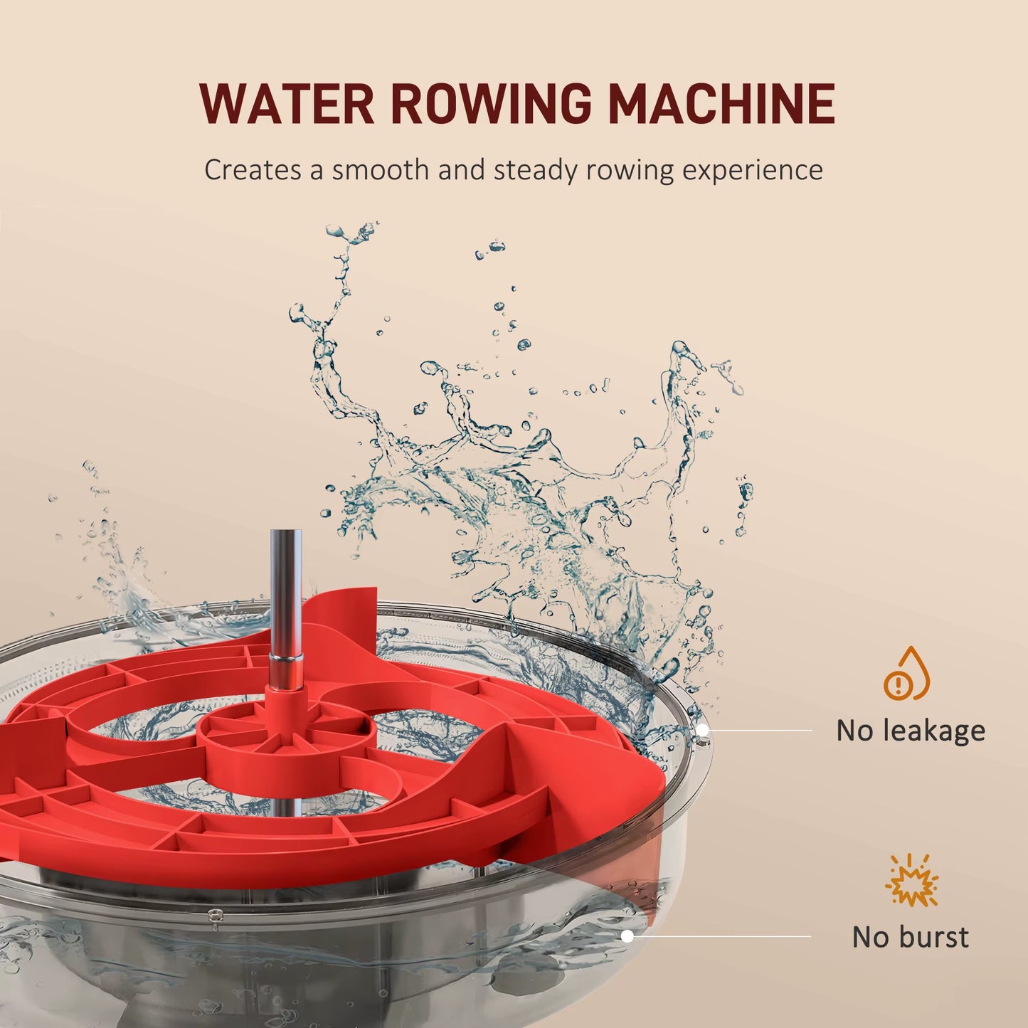 Foldable Rowing Machine, Water Rowing Machine for Home Gym, 150Kg Weight Capacity Portable Rower, Black