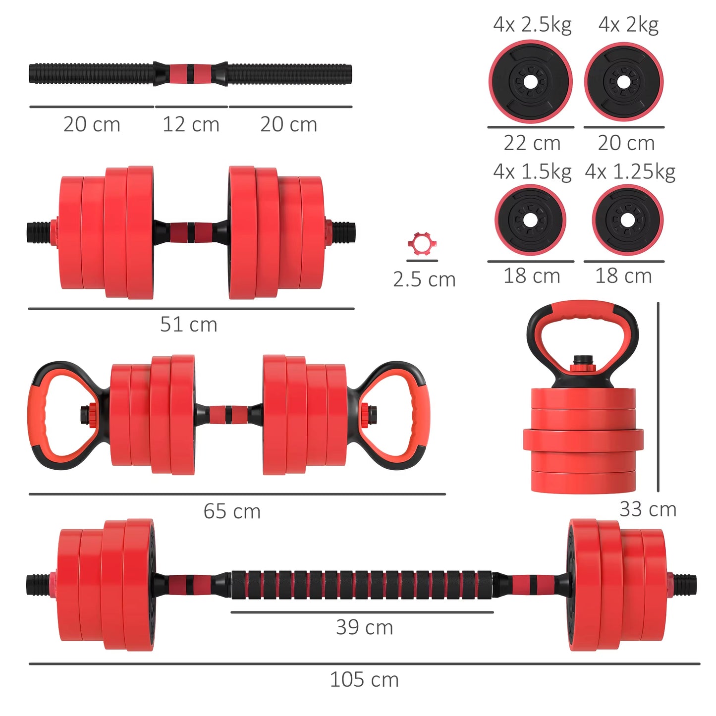 4-In-1 Adjustable Weight Dumbbells Set, Used as Barbell, Kettlebell, Push up Stand, Free Weights Set for Men and Women