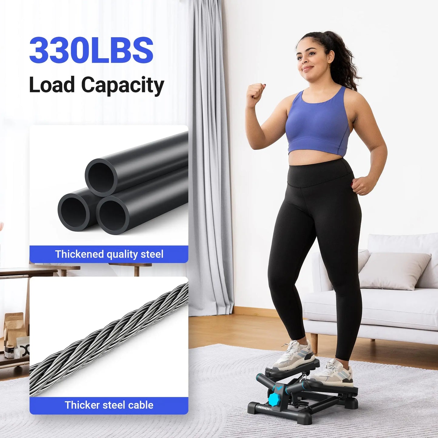Mini Stepper for Exercise Twist Stair Stepper 330LBS Capacity Stepper Exercise Equipment with Resistance Band for Fitness