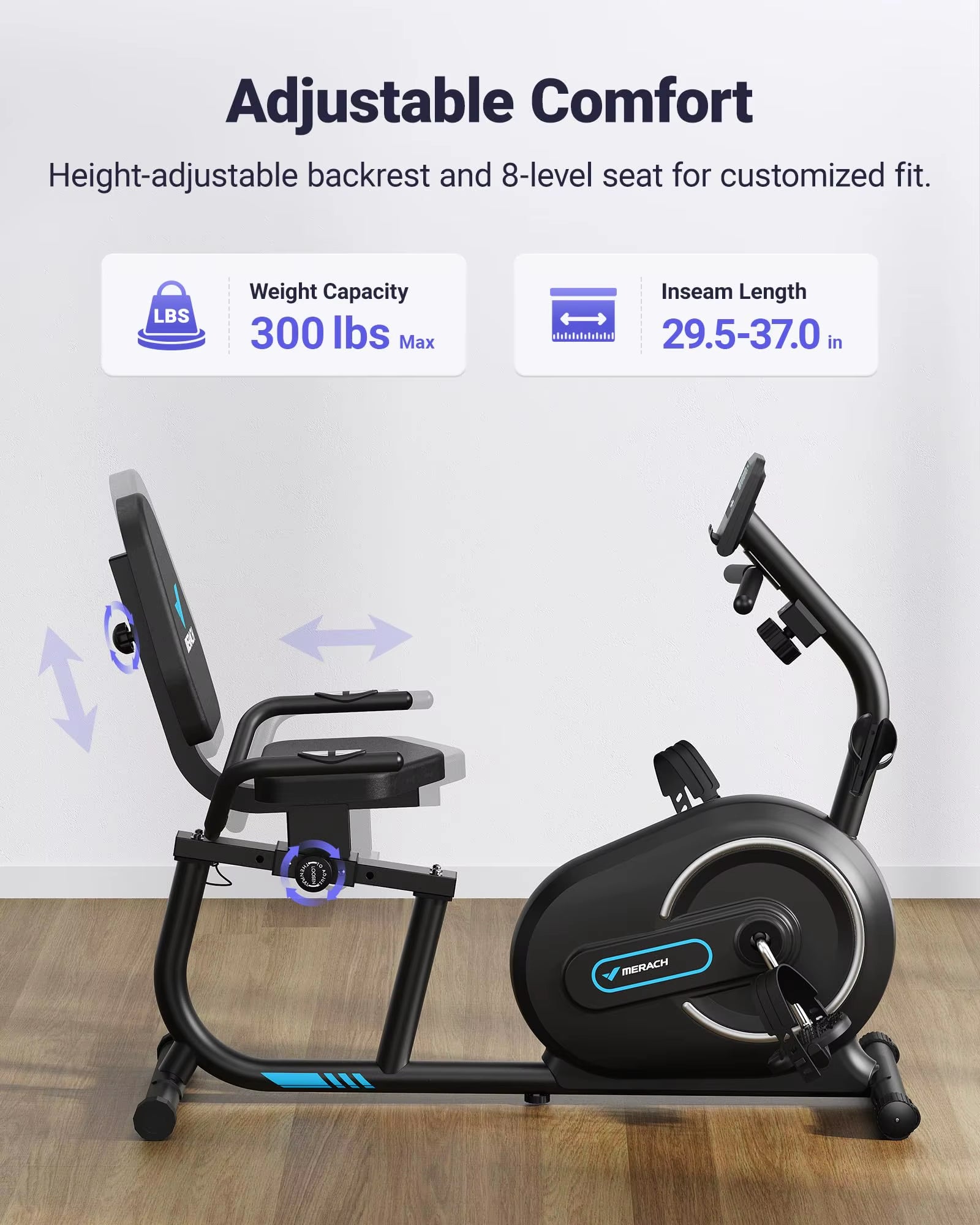 Recumbent Exercise Bike for Home Smart Bluetooth Exclusive App Connectivity LCD Heart Rate Handle Magnetic Recumbent Bike