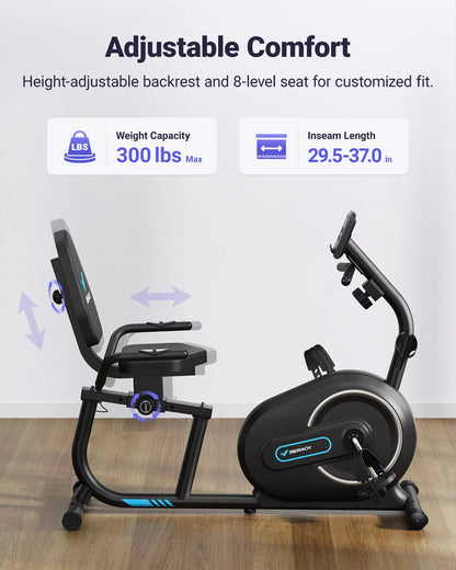 Recumbent Exercise Bike for Home Smart Bluetooth Exclusive App Connectivity LCD Heart Rate Handle Magnetic Recumbent Bike
