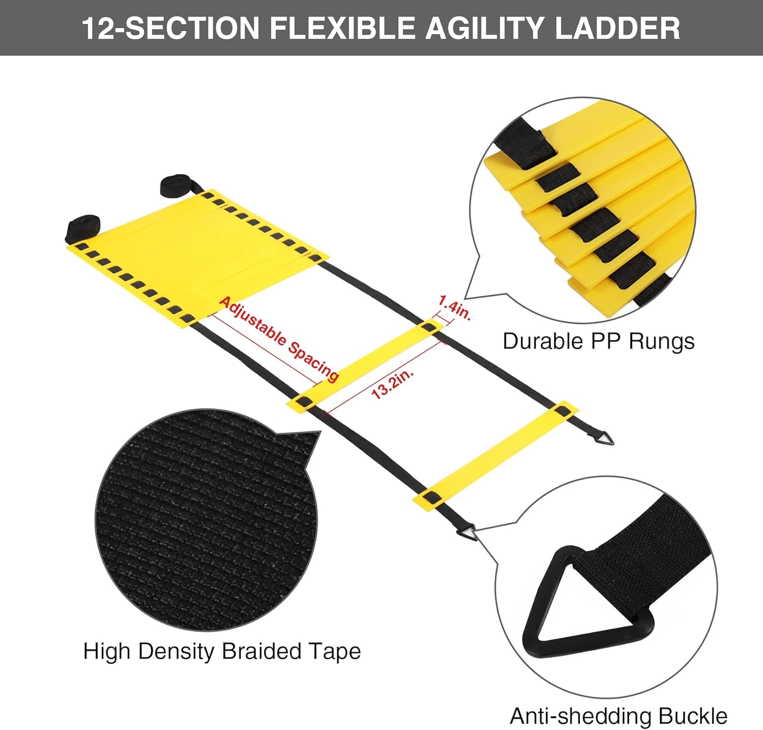 Agility Ladder Football Training Equipment - Includes Agility Ladder,Jump Rope, Agility Hurdles, Disc Cones,Soccer Training Equipment with Bag for Youth Adults