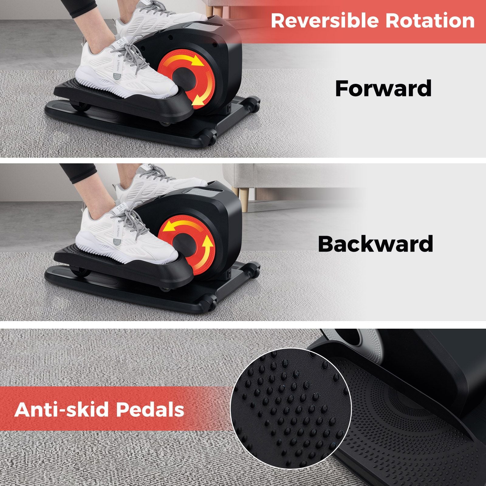 Under Desk Elliptical Machine with Display Screen and Remote Control