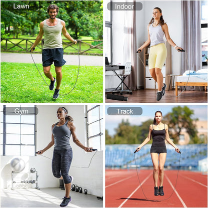 Skipping Rope, Speed Jump Rope Soft Memory Foam Handle Tangle-Free Adjustable Rope&Rapid Ball Bearings Fitness Workouts Fat Burning Exercises Boxing for Adults, Kids - Length Adjuster Included.