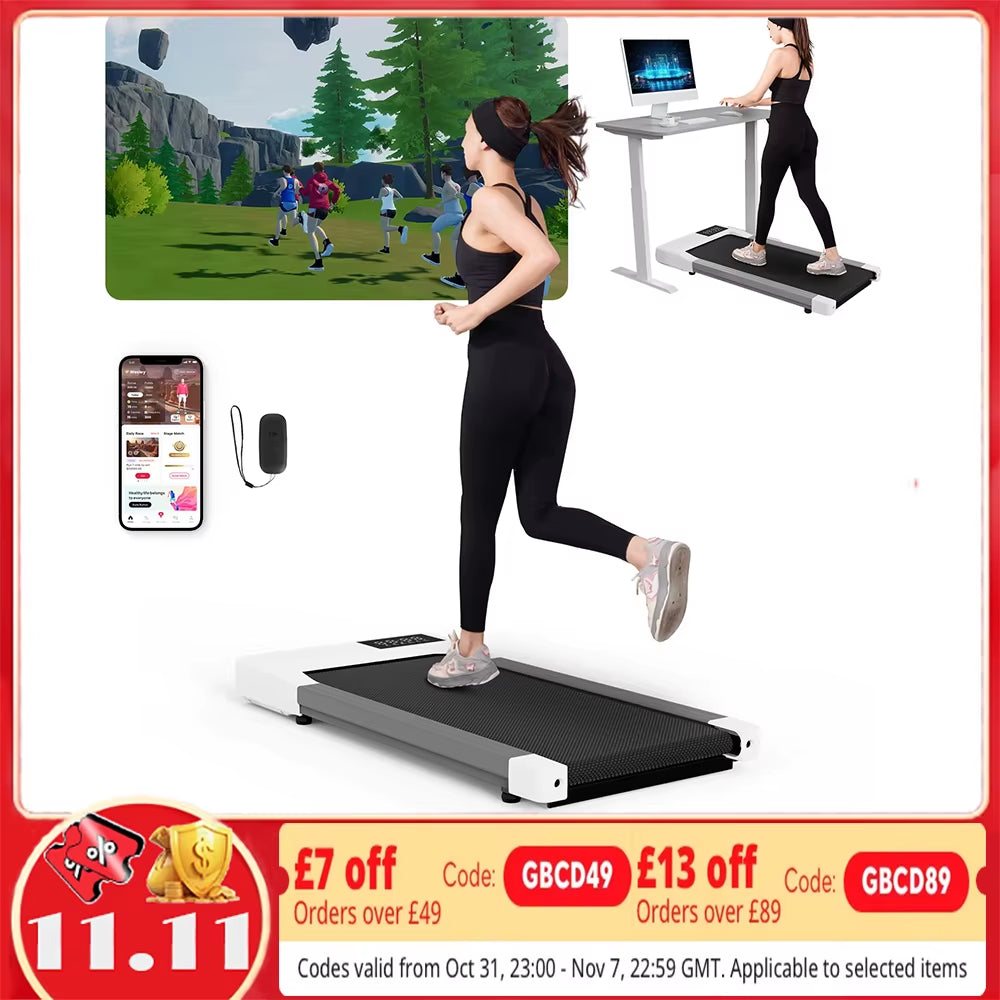 16.14 * 31.50 Inches Run Belt Walking Pad Treadmills, 1.2 HP 2.5 MPH-4 KPH Pad Treadmill 250 Lbs Capacity