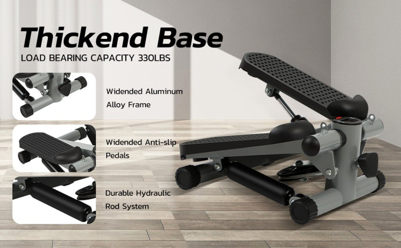 Mini Step Stepper Stair Exerciser Machine W/ Resistance Band LCD Display Fitness