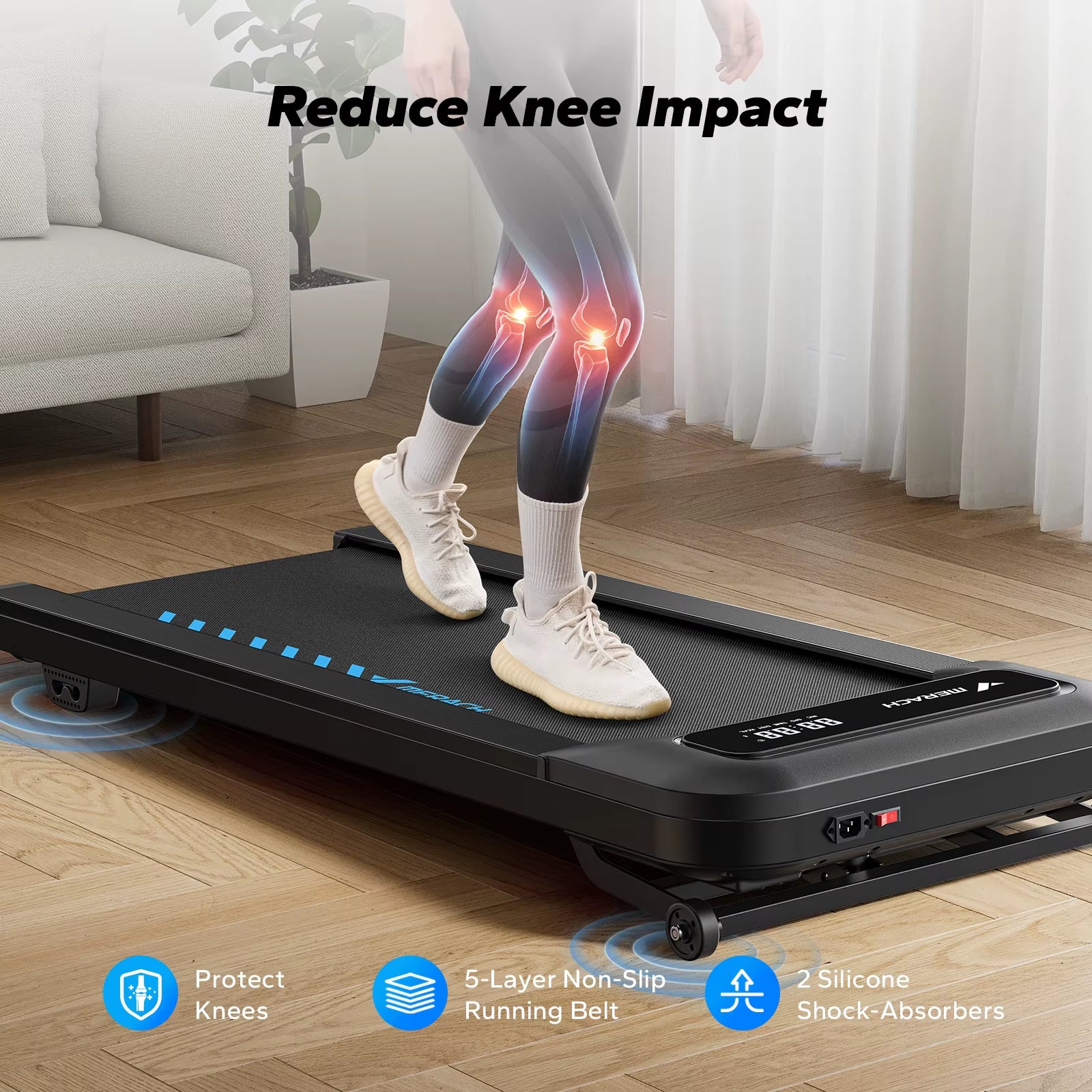 Walking Pad T14 Quiet under Desk Treadmills Home Gym Portable Walking Treadmill with Magnetic Remote Control LED Display