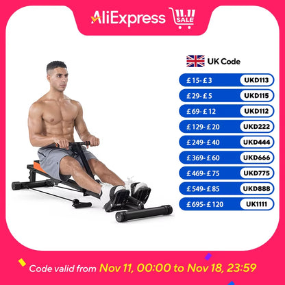 Magnetic Rowing Machine, Rowing Machines for Home Gym, 160KG/350 LBS Weight Capacity, 16 Levels of Quiet Resistance