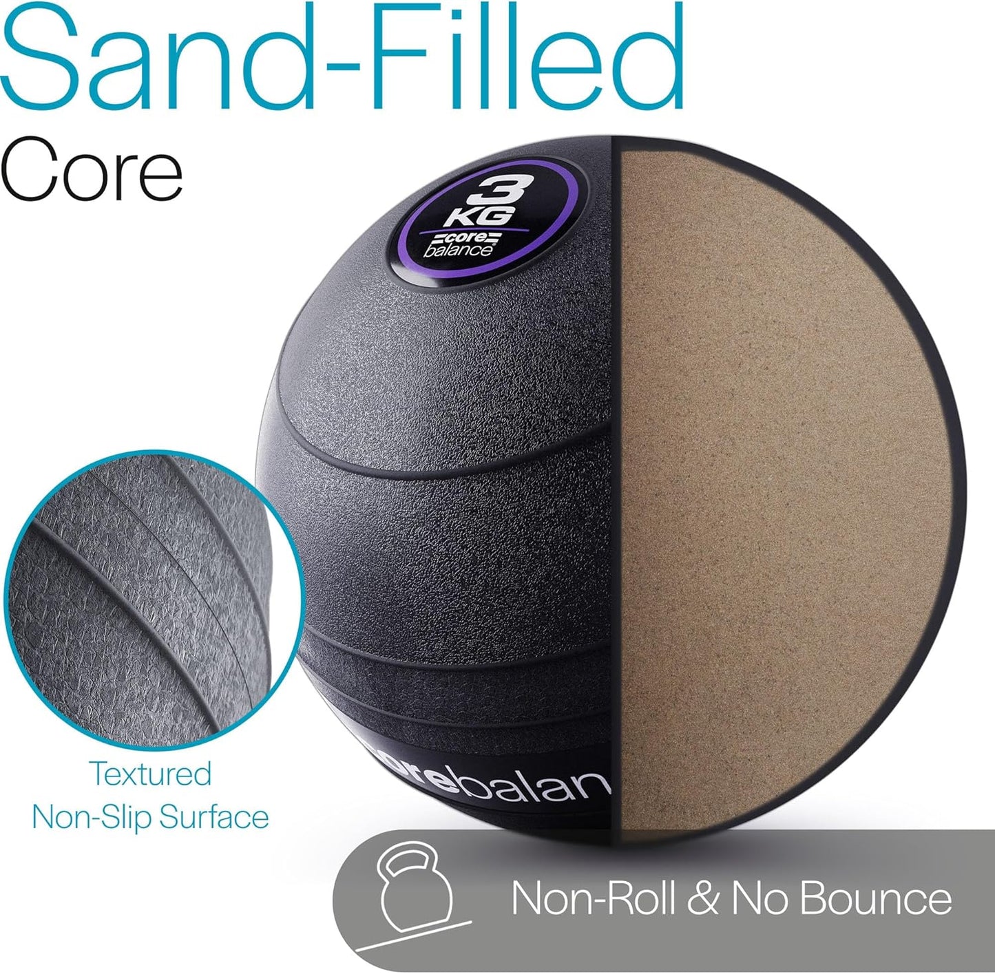 Slam Ball No Bounce Medicine Exercise Ball Heavy Duty PVC for Strength Training (3Kg / 5Kg / 8Kg / 10Kg)