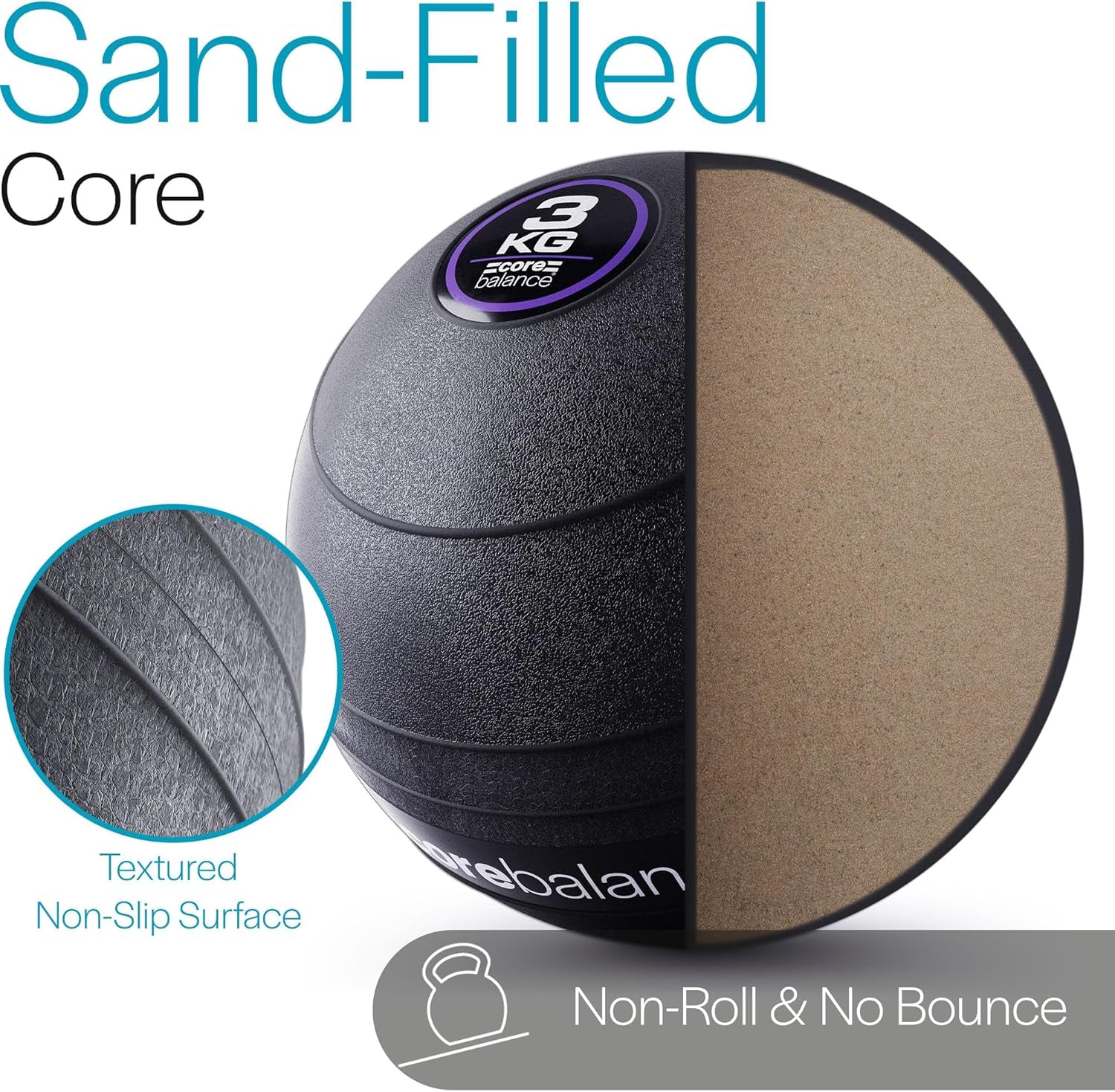 Slam Ball No Bounce Medicine Exercise Ball Heavy Duty PVC for Strength Training (3Kg / 5Kg / 8Kg / 10Kg)