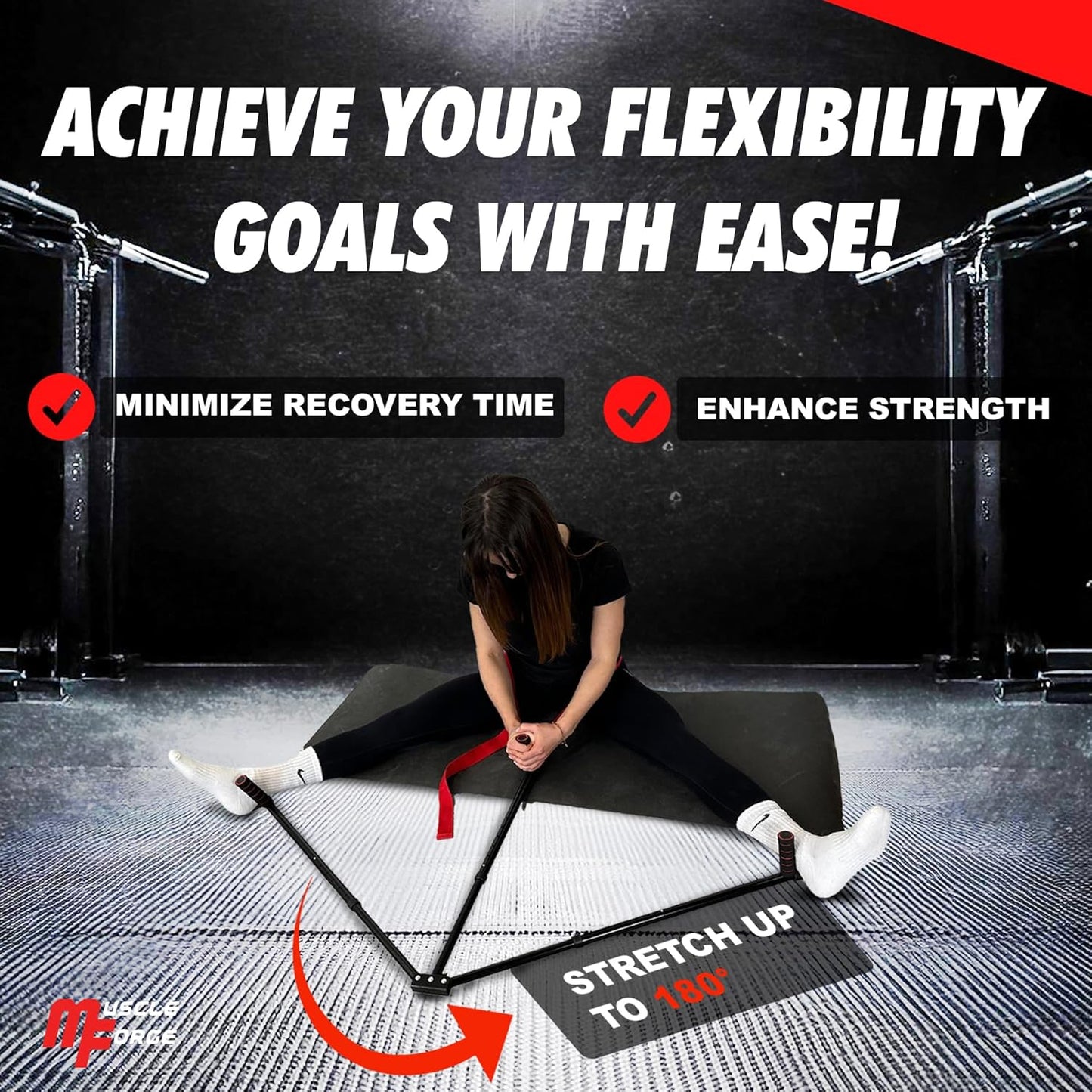 3 Bar Leg Stretcher for Splits and Adductor Stretch - 6 Levels Leg Spreader to 180°, Split Machine Trainer for Martial Arts, Ballet, Stretching Equipment with Grips and Strap Attached