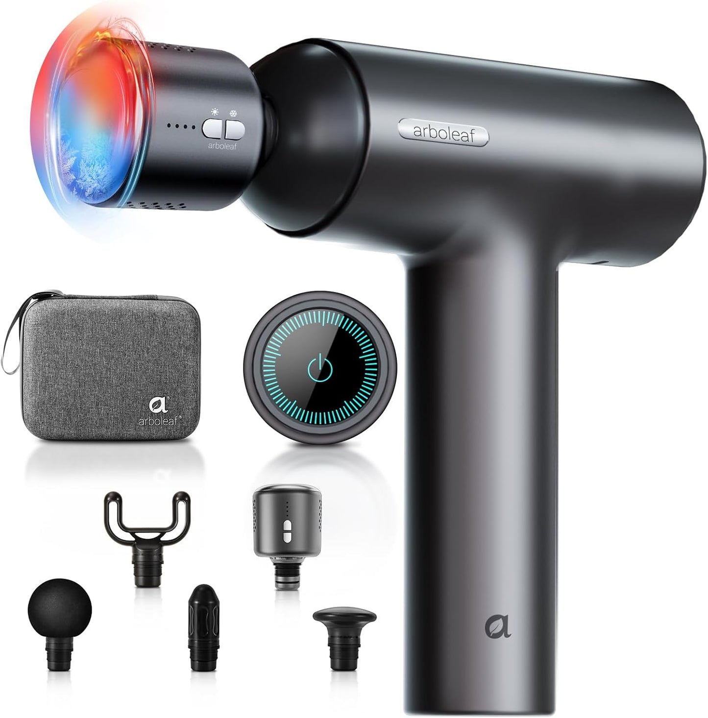 Massage Gun with Heat and Cold,  6 Speeds Muscle Massage Gun Deep Tissue with Case, Powerful Percussion Massager Gun for Home Gym Office Muscle Pain Relief, Type-C Charging