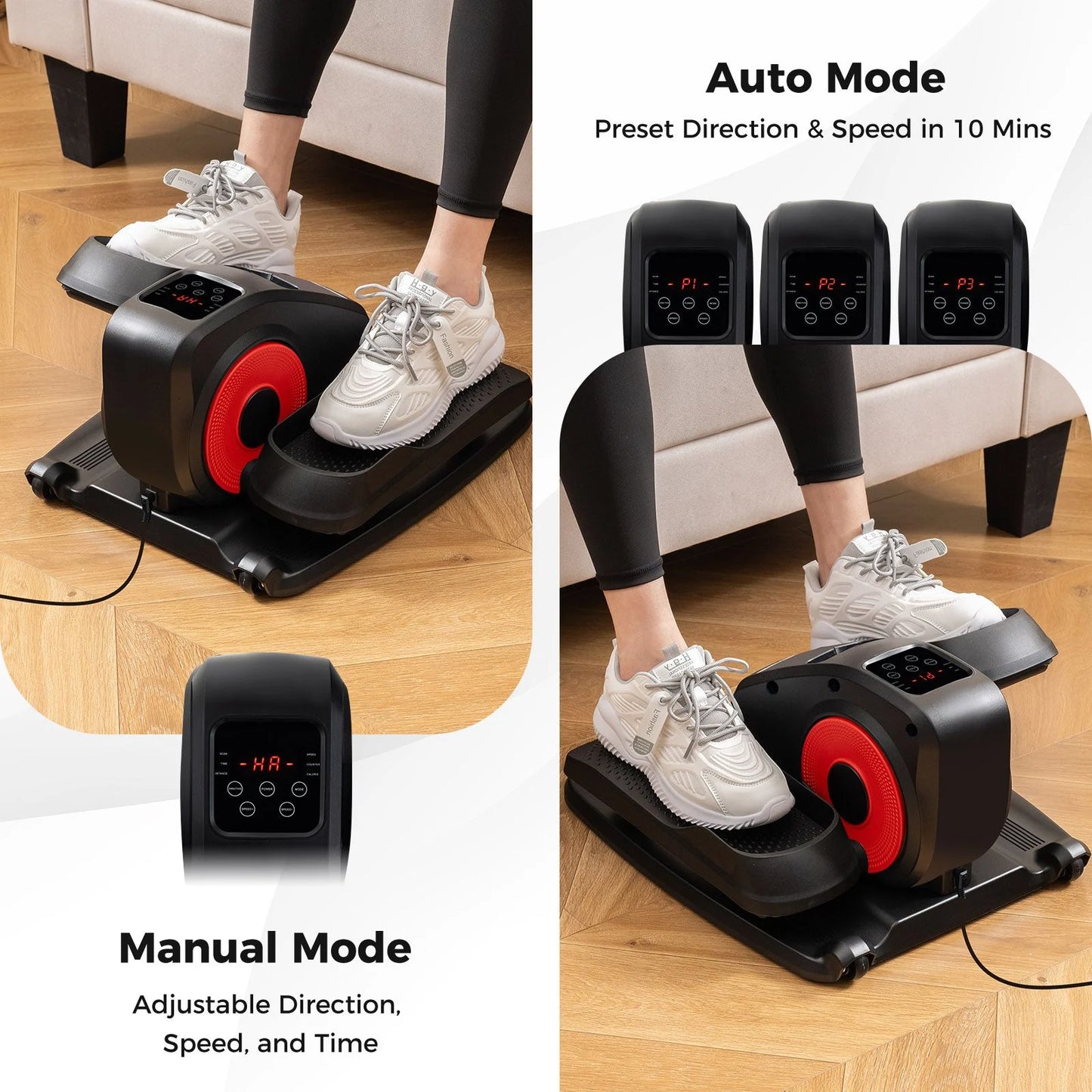 Under Desk Elliptical Machine with Display Screen and Remote Control