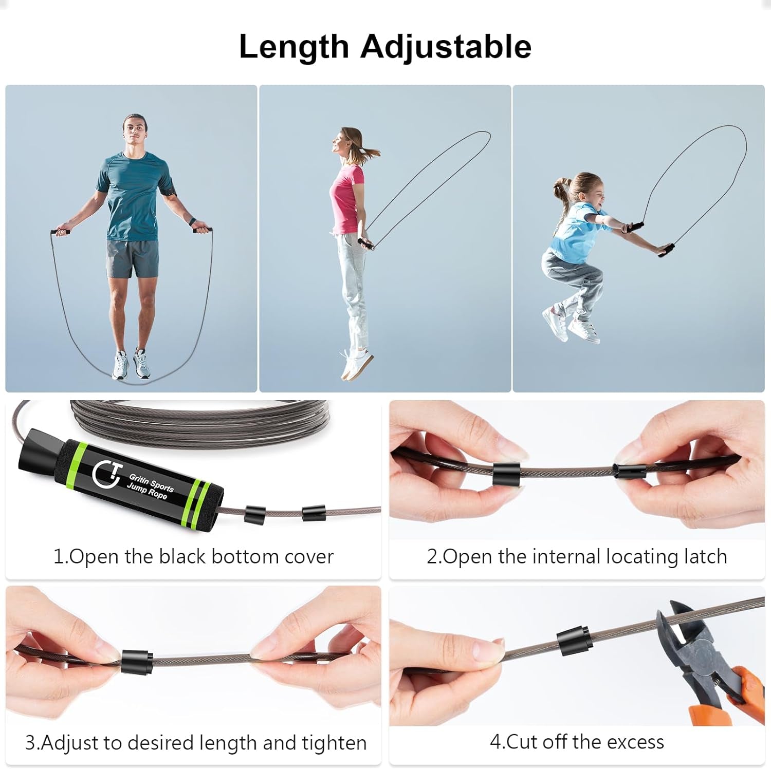 Skipping Rope, Speed Jump Rope Soft Memory Foam Handle Tangle-Free Adjustable Rope&Rapid Ball Bearings Fitness Workouts Fat Burning Exercises Boxing for Adults, Kids - Length Adjuster Included.