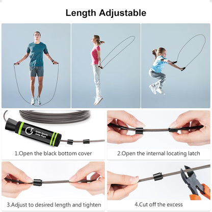 Skipping Rope, Speed Jump Rope Soft Memory Foam Handle Tangle-Free Adjustable Rope&Rapid Ball Bearings Fitness Workouts Fat Burning Exercises Boxing for Adults, Kids - Length Adjuster Included.