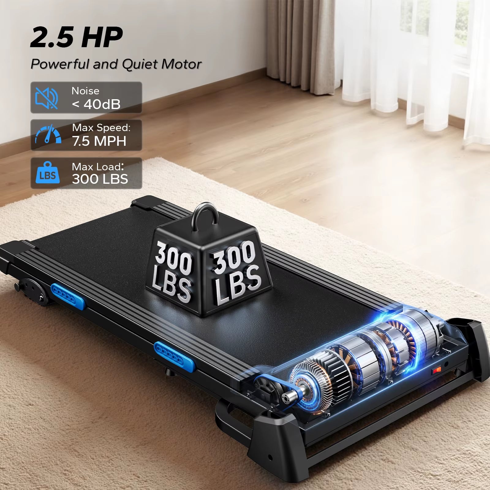 Foldable Treadmill T12 Incline 0.8-12Km/H Walking Pad save Space LED Display APP Heart Rate Monitoring 16.5" Wider Belt