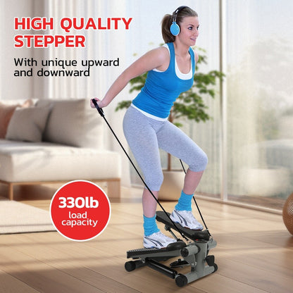 Mini Step Stepper Stair Exerciser Machine W/ Resistance Band LCD Display Fitness