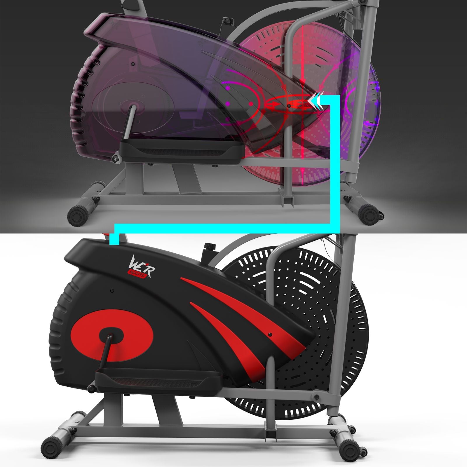 2-IN-1 Elliptical Cross Trainer and Exercise Bike Cardio Workout Machine