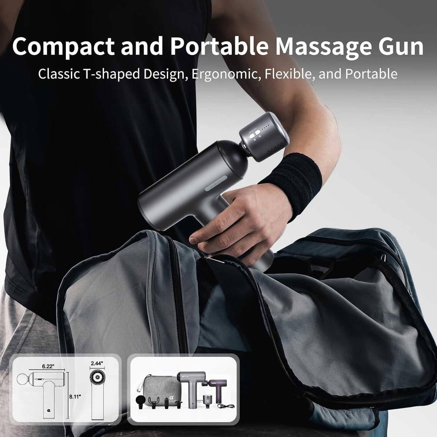 Massage Gun with Heat and Cold,  6 Speeds Muscle Massage Gun Deep Tissue with Case, Powerful Percussion Massager Gun for Home Gym Office Muscle Pain Relief, Type-C Charging