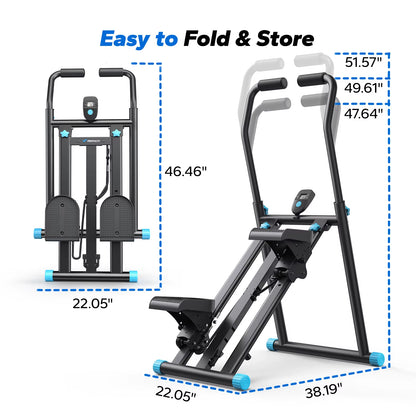 Stair Stepper New Version Vertical Compact Folding Exercise Climber with Extended Step Range Adjustable Handlebar&Pedals