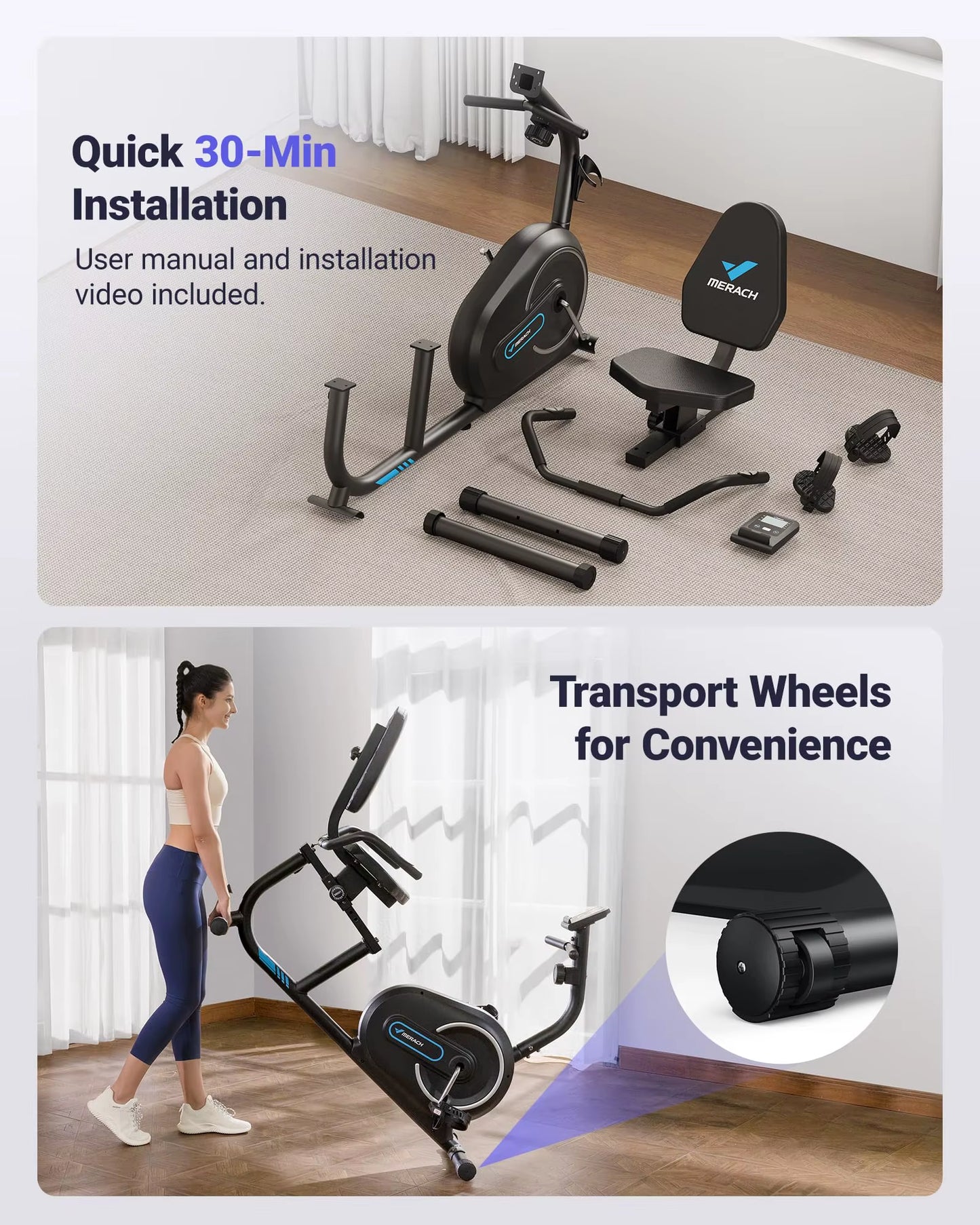 Recumbent Exercise Bike for Home Smart Bluetooth Exclusive App Connectivity LCD Heart Rate Handle Magnetic Recumbent Bike