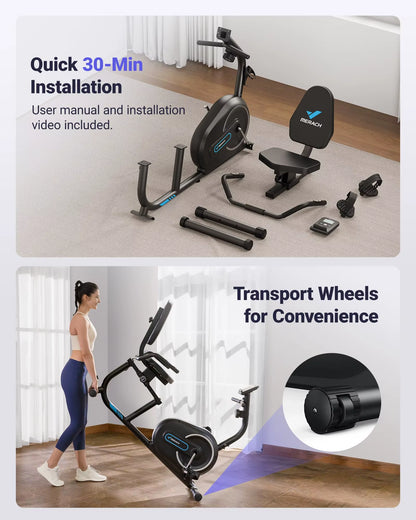 Recumbent Exercise Bike for Home Smart Bluetooth Exclusive App Connectivity LCD Heart Rate Handle Magnetic Recumbent Bike