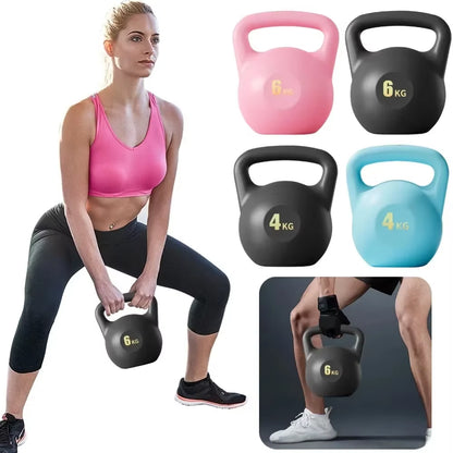 Water-Filled Kettlebell Dumbbells Fitness 4Kg/6Kg Soft anti Slip Grip Kettlebells Deep Squat Strength Trainer for Women Men Gym