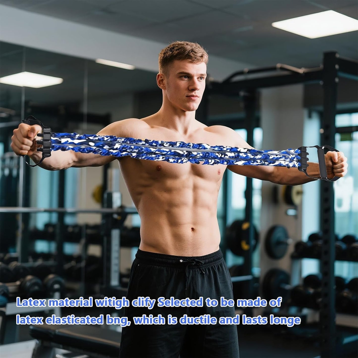 Chest Expander for Men, 3-Hole Resistance Stretcher Fitness Resistance Bands with Handles, Ab Training Auxiliary Device, for Home Gym, Pilates & Core Training