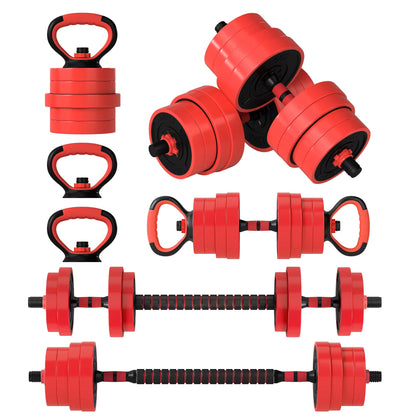 4-In-1 Adjustable Weight Dumbbells Set, Used as Barbell, Kettlebell, Push up Stand, Free Weights Set for Men and Women