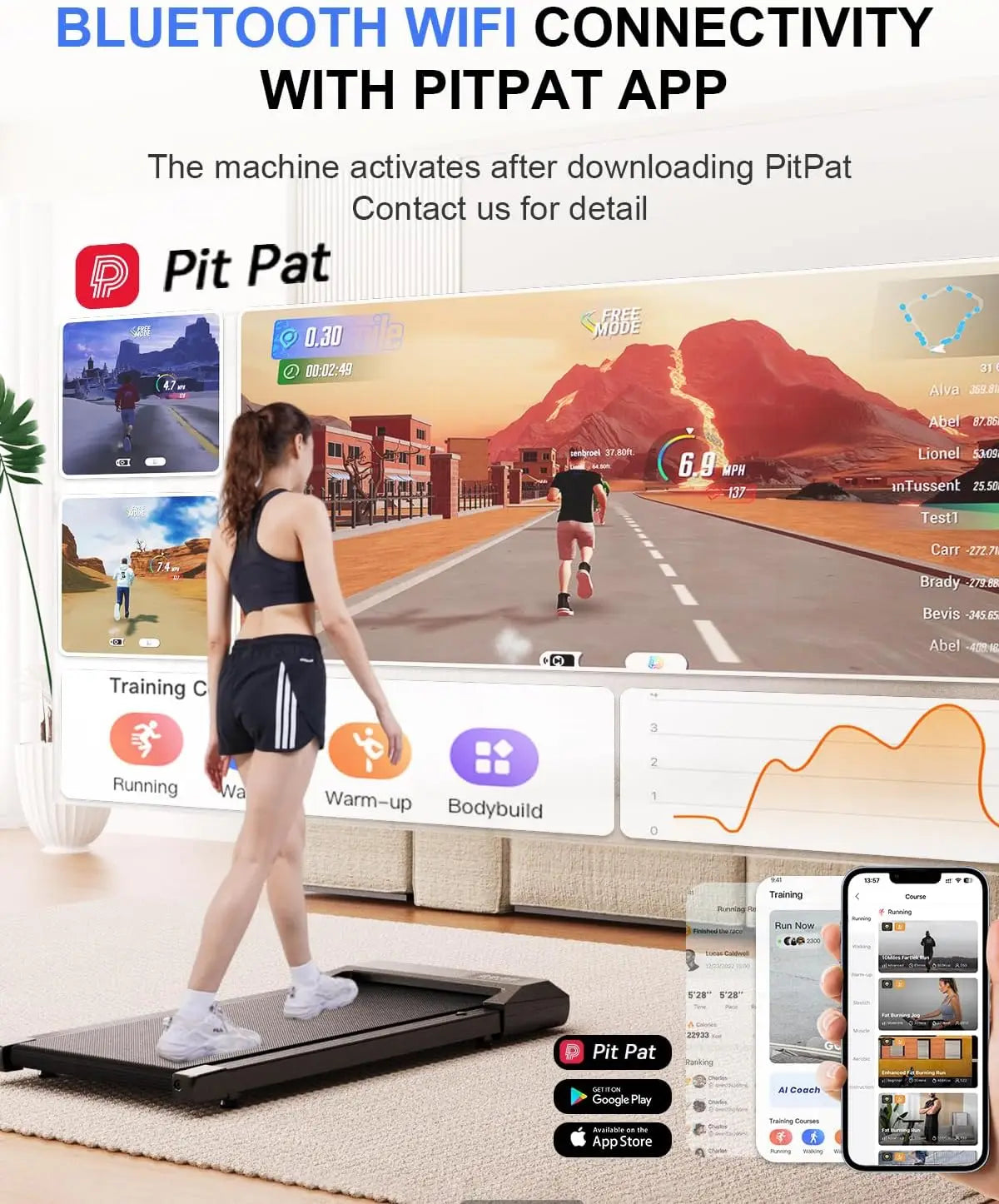 16.14 * 31.50 Inches Run Belt Walking Pad Treadmills, 1.2 HP 2.5 MPH-4 KPH Pad Treadmill 250 Lbs Capacity