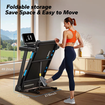 Foldable Treadmill T12 Incline 0.8-12Km/H Walking Pad save Space LED Display APP Heart Rate Monitoring 16.5" Wider Belt
