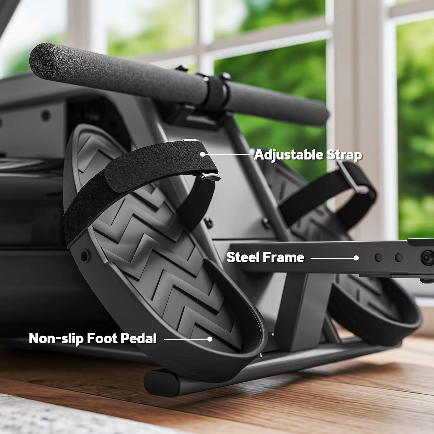 Water Rowing Machine, Rowing Machines for Home Gym with Adjustable Resistance, Wheels, LCD Monitor