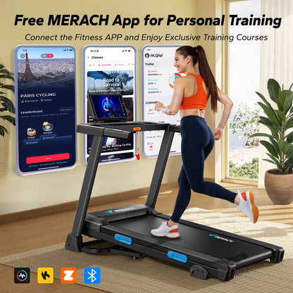 Foldable Treadmill T12 Incline 0.8-12Km/H Walking Pad save Space LED Display APP Heart Rate Monitoring 16.5" Wider Belt