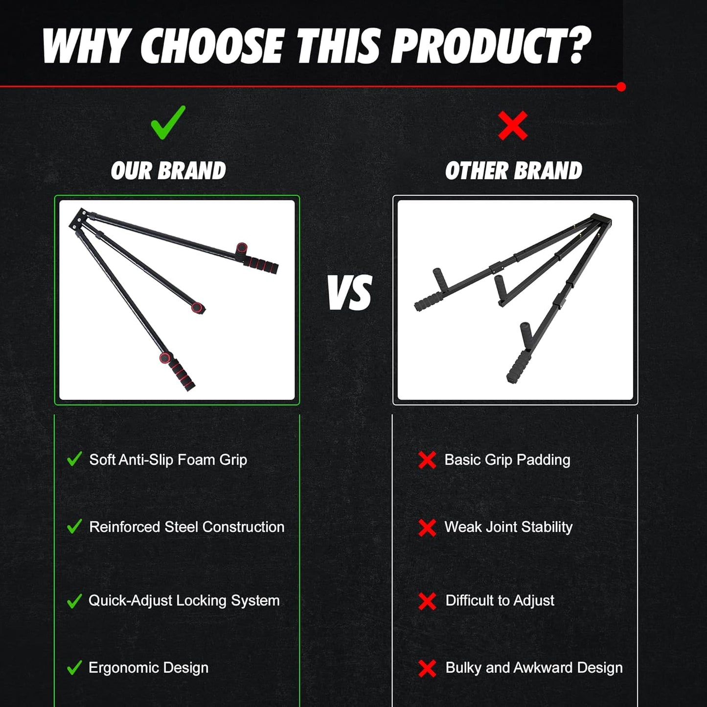 3 Bar Leg Stretcher for Splits and Adductor Stretch - 6 Levels Leg Spreader to 180°, Split Machine Trainer for Martial Arts, Ballet, Stretching Equipment with Grips and Strap Attached