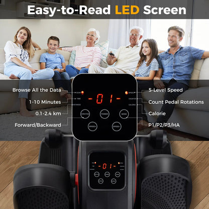 Under Desk Elliptical Machine with Display Screen and Remote Control