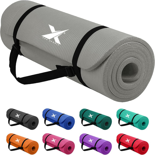 Yoga Mat 10Mm & 15Mm Thick NBR Exercise Mat - Non-Tearable Pilates Mat with Extra Carry Strap - Yoga Mats for Women Men for Aerobics Lunges Planks Indoor & Outdoor 183Lx61Wx1.5 & 1Th