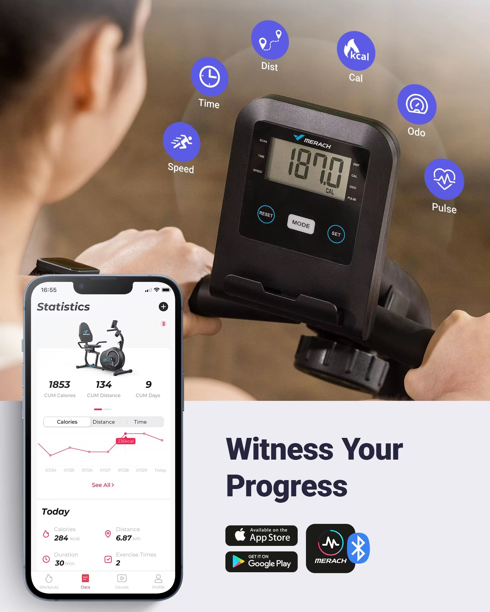 Recumbent Exercise Bike for Home Smart Bluetooth Exclusive App Connectivity LCD Heart Rate Handle Magnetic Recumbent Bike