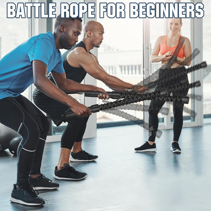 2PCS Ropeless Battle Ropes for Home Gym, Battle Ropes for Working Out, Portable Exercise Rope for Home Workout