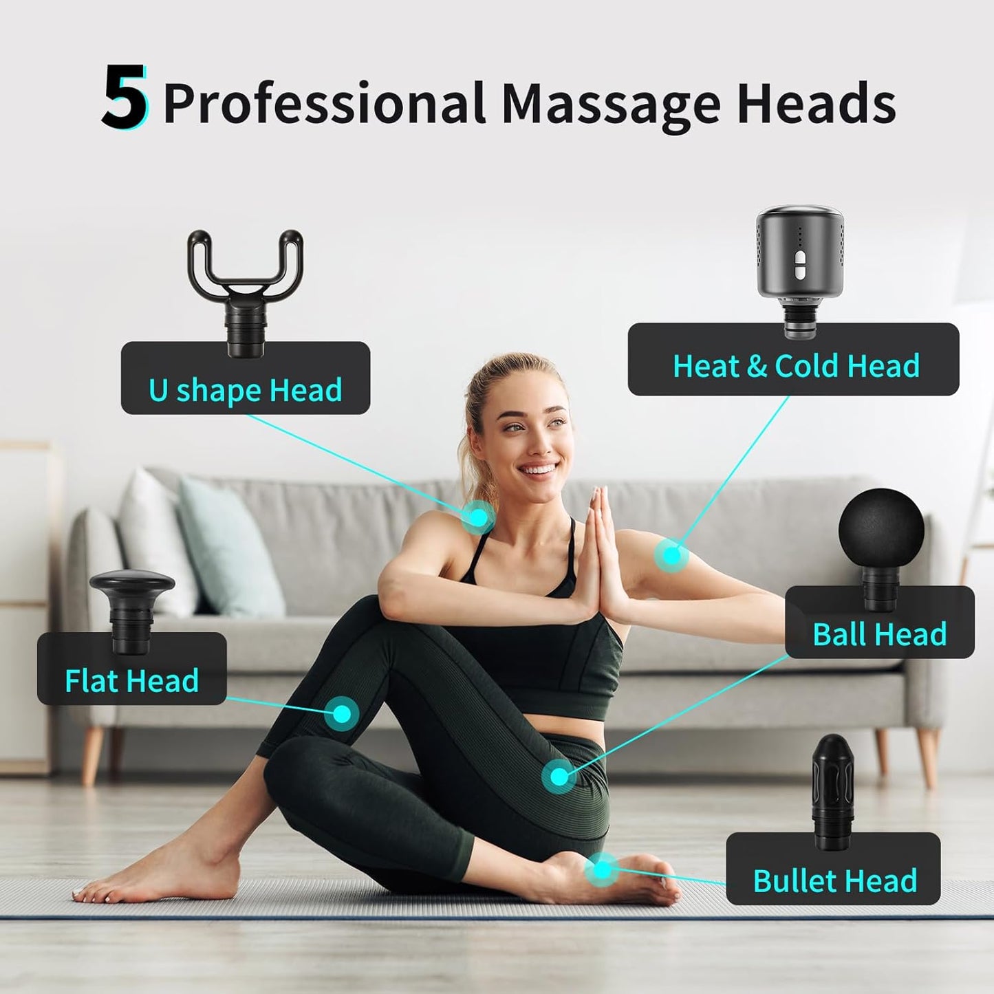 Massage Gun with Heat and Cold,  6 Speeds Muscle Massage Gun Deep Tissue with Case, Powerful Percussion Massager Gun for Home Gym Office Muscle Pain Relief, Type-C Charging