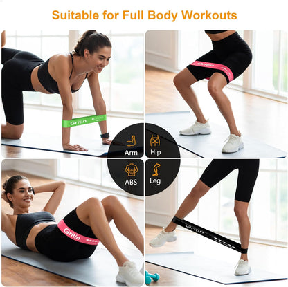 Resistance Bands, Set of 5 Skin-Friendly Resistance Fitness Exercise Loop Bands with 5 Different Strength Levels - Carrying Case Included - Ideal for Home, Gym, Yoga, Training