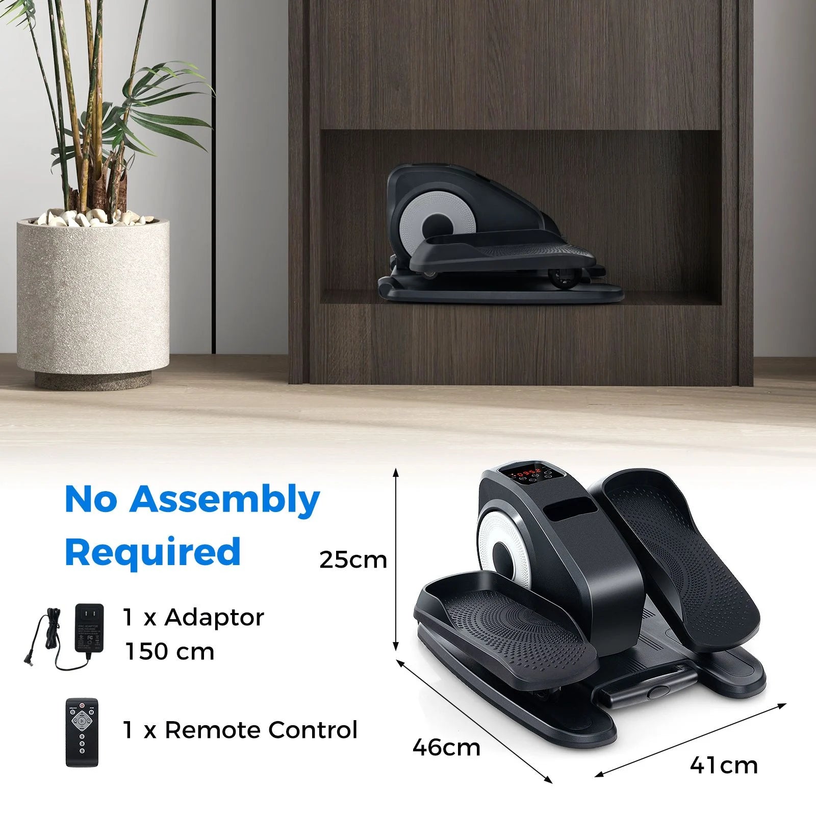 Under Desk Elliptical Machine with Display Screen and Remote Control