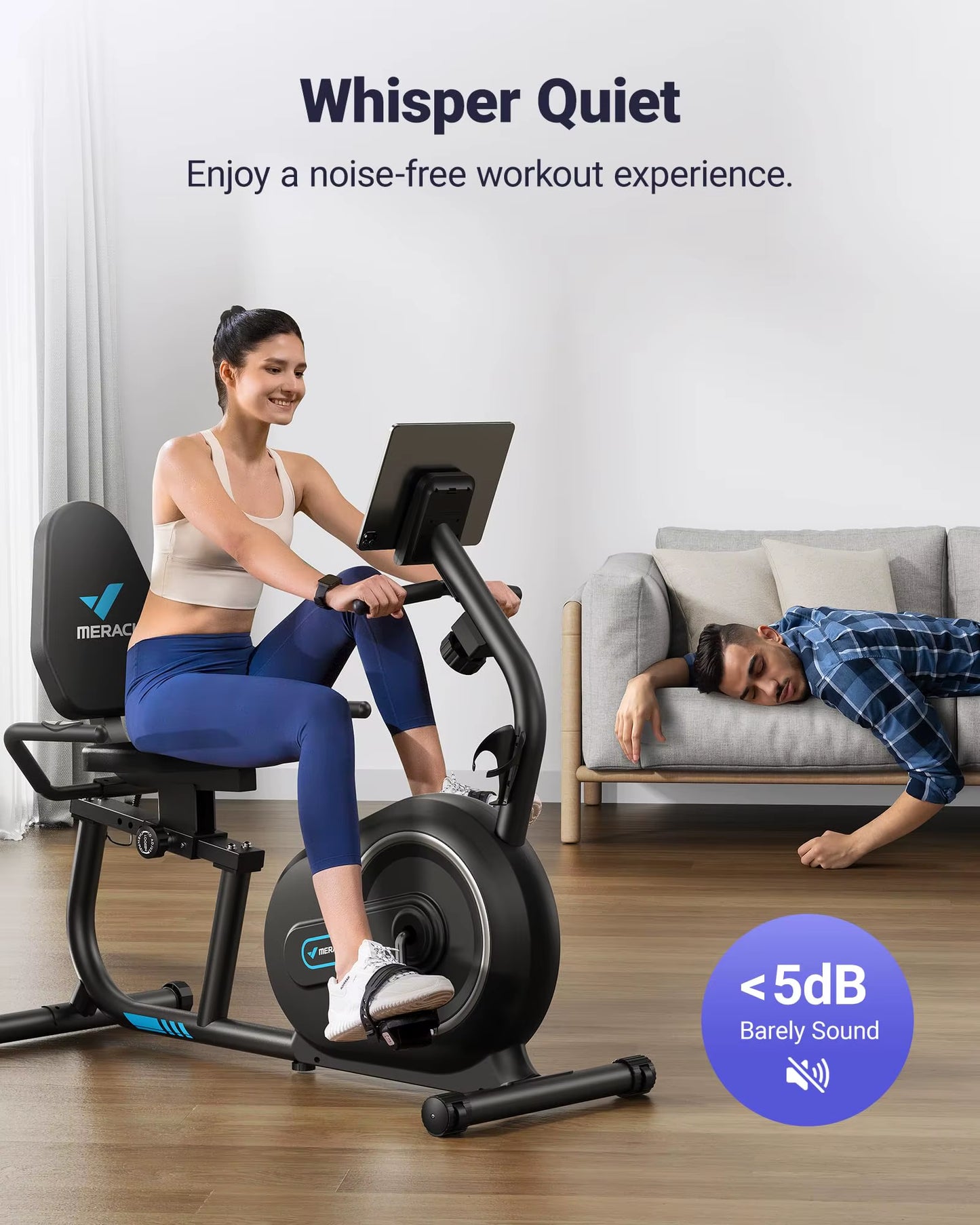 Recumbent Exercise Bike for Home Smart Bluetooth Exclusive App Connectivity LCD Heart Rate Handle Magnetic Recumbent Bike