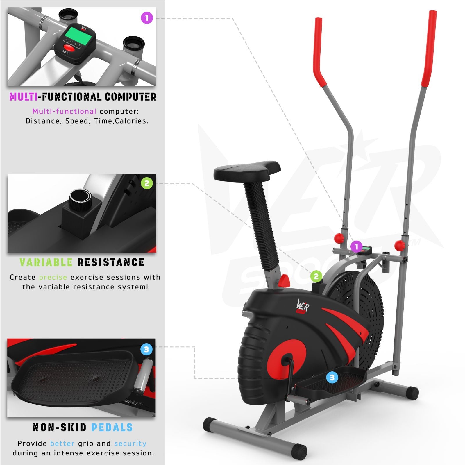 2-IN-1 Elliptical Cross Trainer and Exercise Bike Cardio Workout Machine