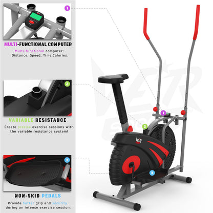 2-IN-1 Elliptical Cross Trainer and Exercise Bike Cardio Workout Machine