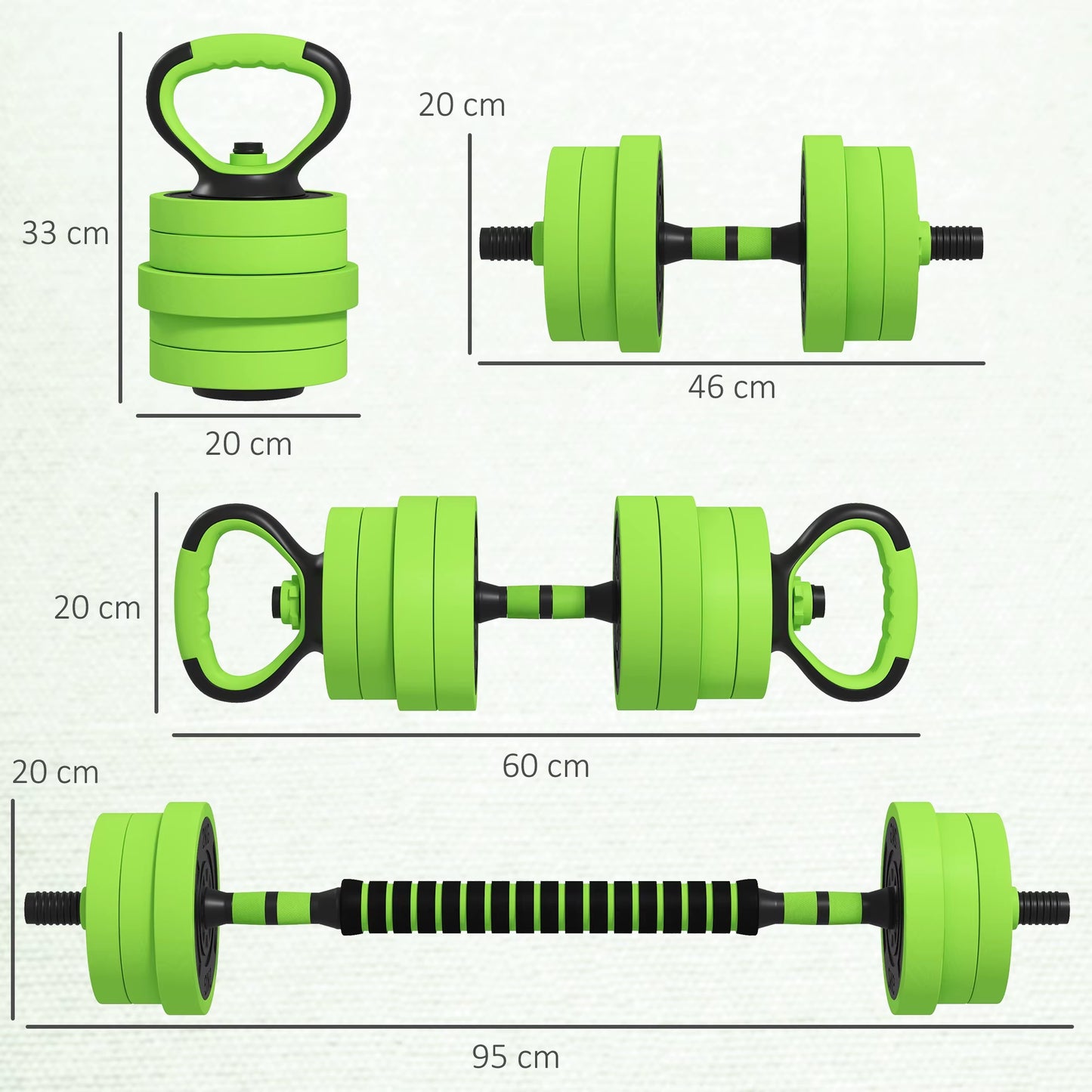 4-In-1 Adjustable Weight Dumbbells Set, Used as Barbell, Kettlebell, Push up Stand, Free Weights Set for Men and Women