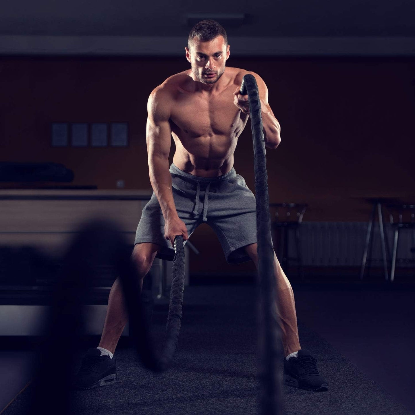 Battle Rope 9M/12M/15M Length, 38Mm/50Mm Diameter Poly Dacron Battle Exercise Training Rope with Protective Cover – Steel Anchor & Strap Included