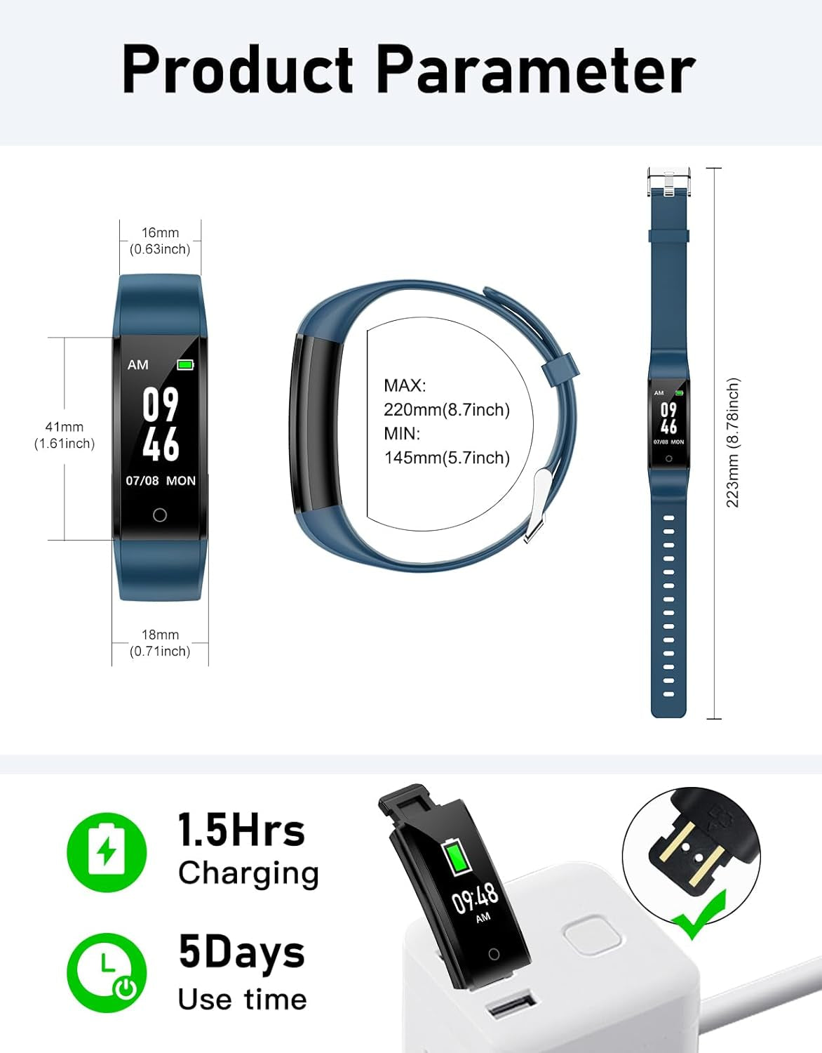 Pedometer Watch Fitness Watch No Bluetooth/App/Phone Required,Fitness Tracker with Step Counter Calories Counter Sleep Monitor for Walking Running
