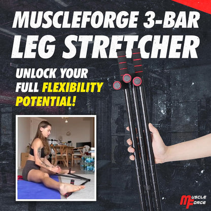 3 Bar Leg Stretcher for Splits and Adductor Stretch - 6 Levels Leg Spreader to 180°, Split Machine Trainer for Martial Arts, Ballet, Stretching Equipment with Grips and Strap Attached